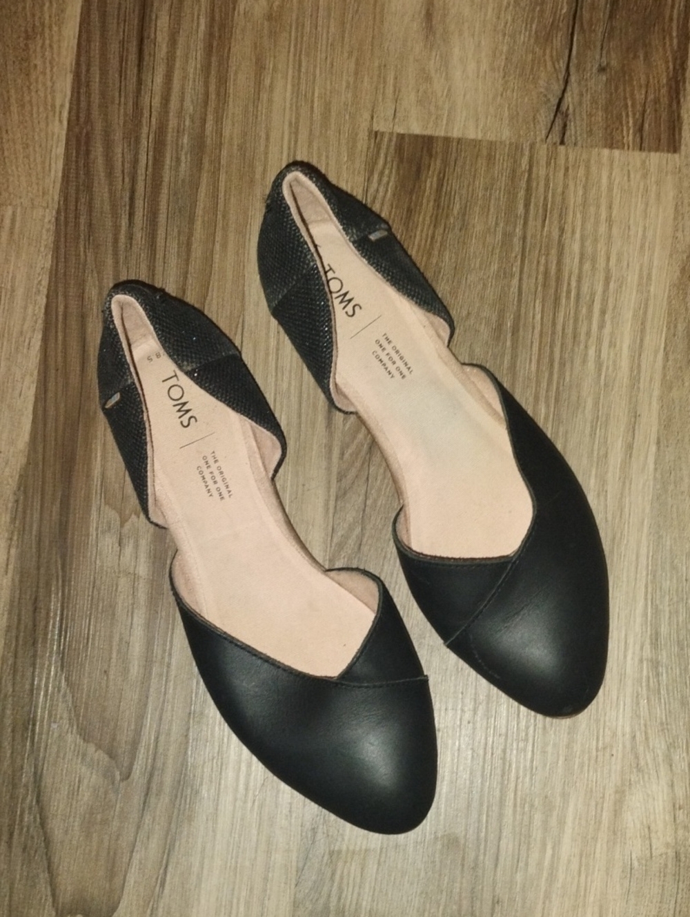TOMS Black D'Orsay Pointed Toe Flats
